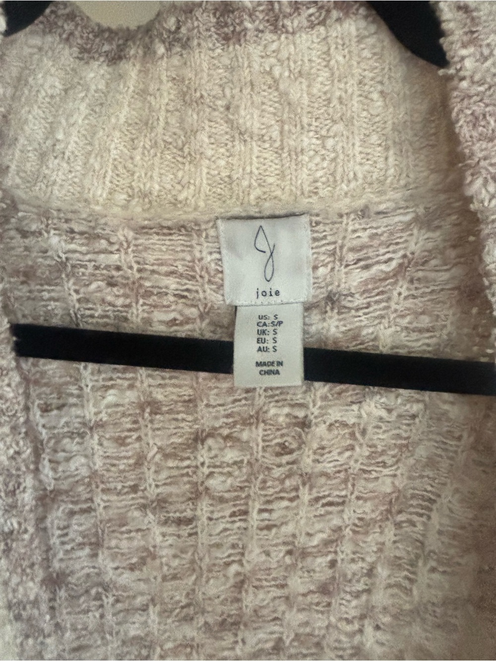 Joie Open-Front Cozy Cardigan in Cream and Dusty Rose - Picture 3 of 3